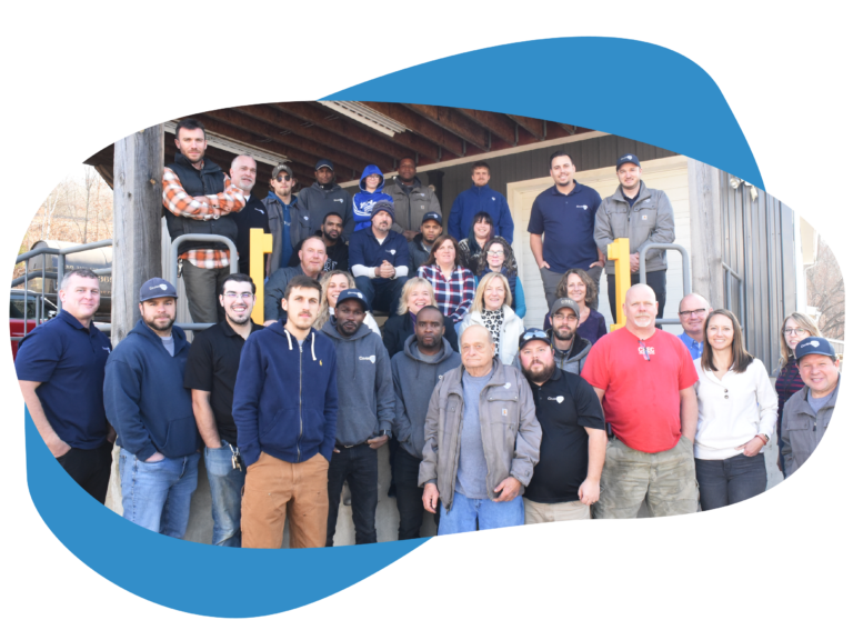 CoverSafe Automatic Pool Covers - A group photo of about 30 people, the Coversafe team standing outside of the Thomaston, CT location.